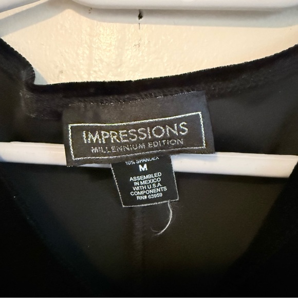 Impressions Black Mini Dress with Silver Floral Design - Picture 3 of 3